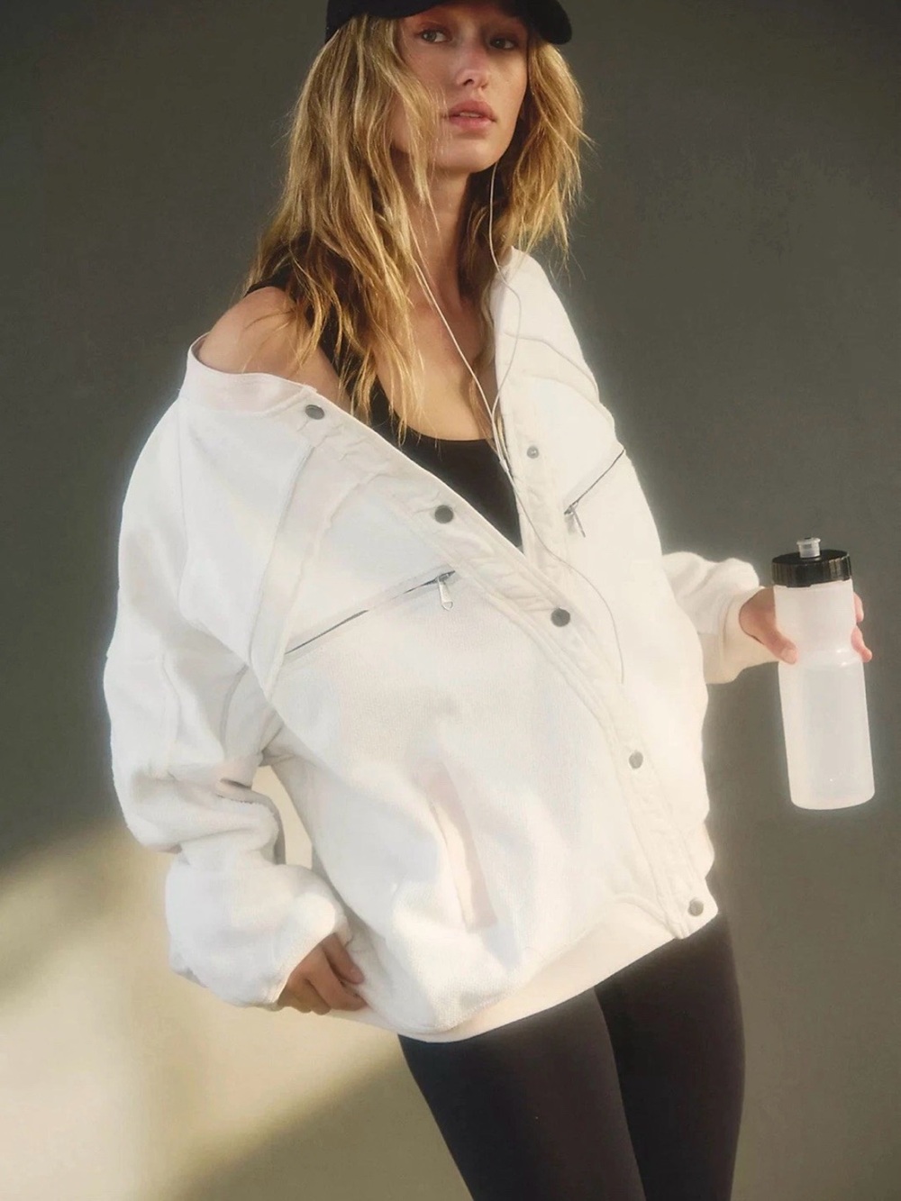 NWT Free People Movement Extra Winnings Cardi Soft Ivory Oversized Jacket Small